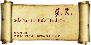 Gábris Kálmán névjegykártya